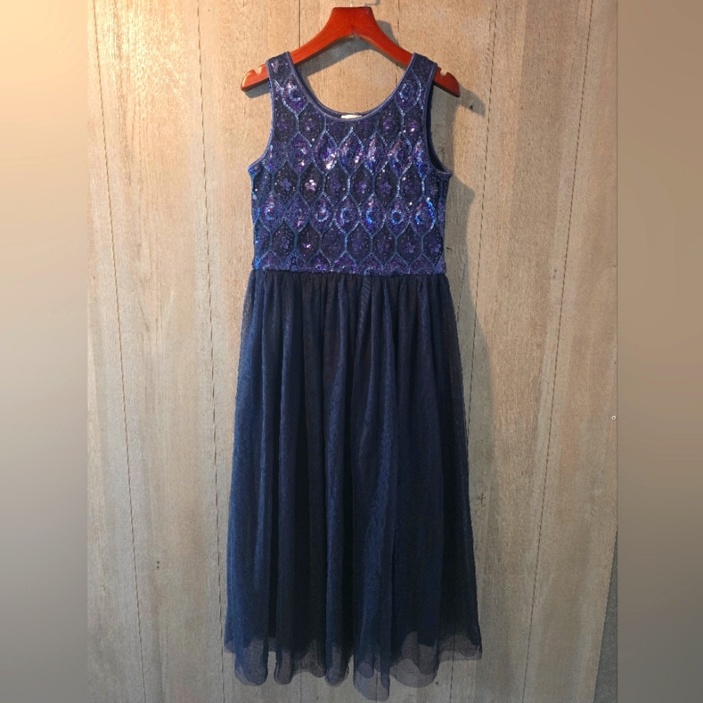 Dark Blue Girls Dress Cat And Jack Sequins